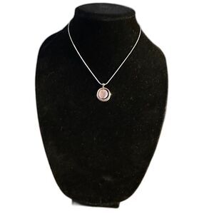 Lia Sophia Silver Tone Pink Stone Pendant